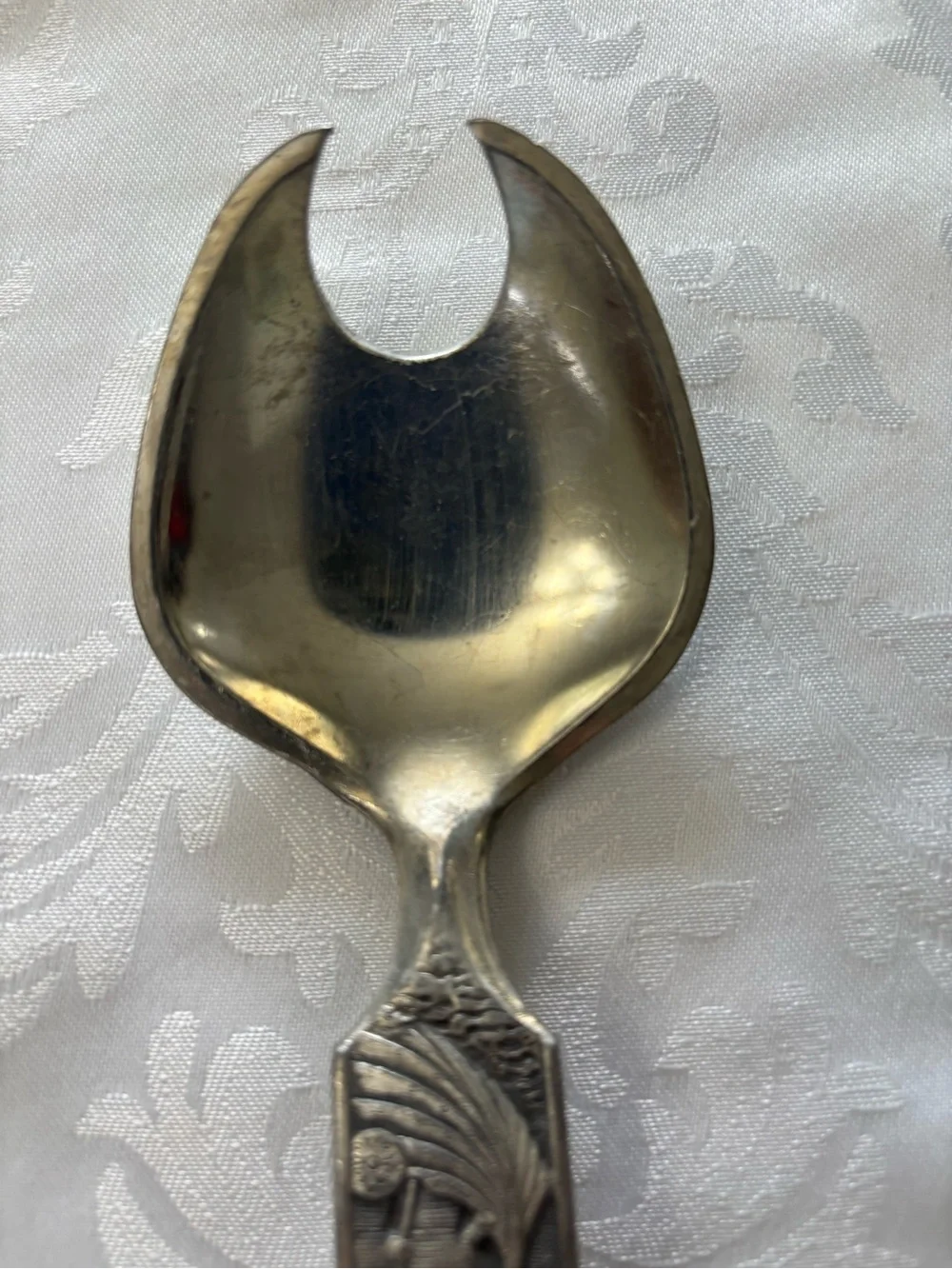 Vtg Konge Tinn Norwegian Pewter Salad Serving Set Viking Heilag Olav Spoons